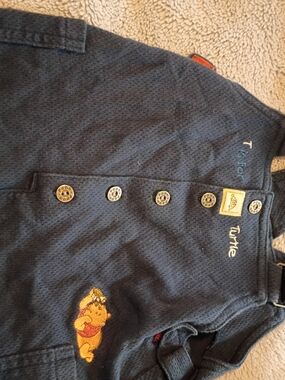 Navy Blue Kids Overalls with Winnie the Pooh Embroidery